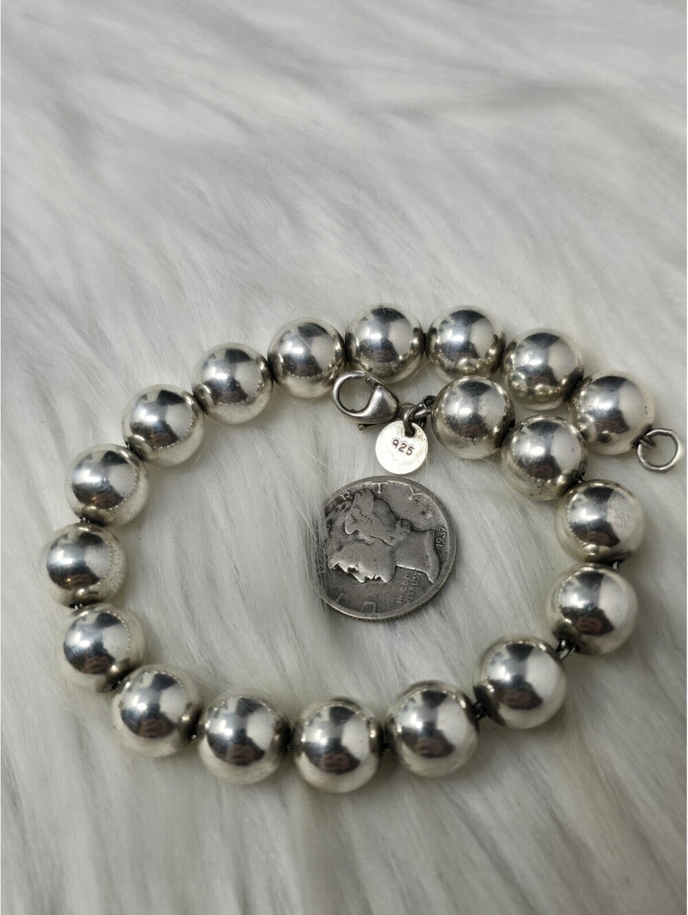 Tiffany & Co 10mm Ball Bead Bracelet Sterling 8" Rare